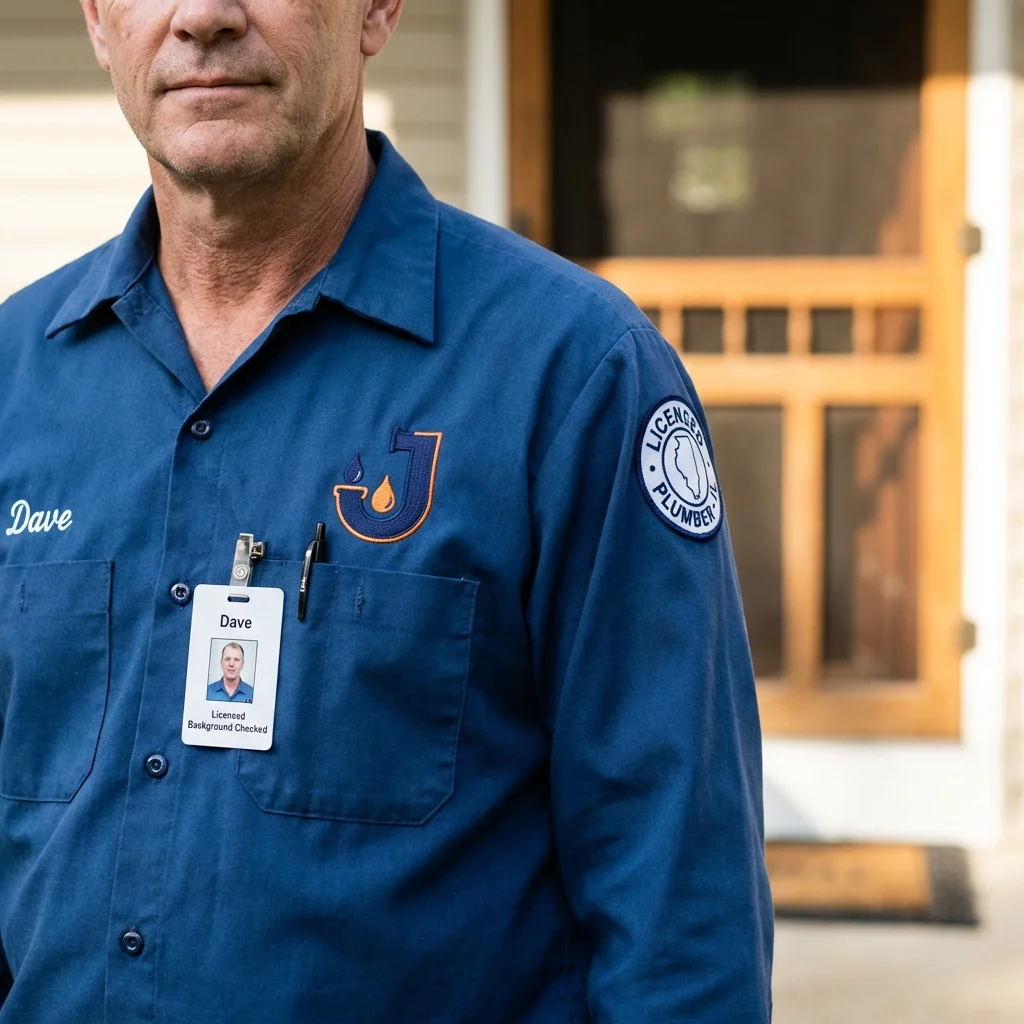Licensed plumber showing ID badge in Swanzey, NH