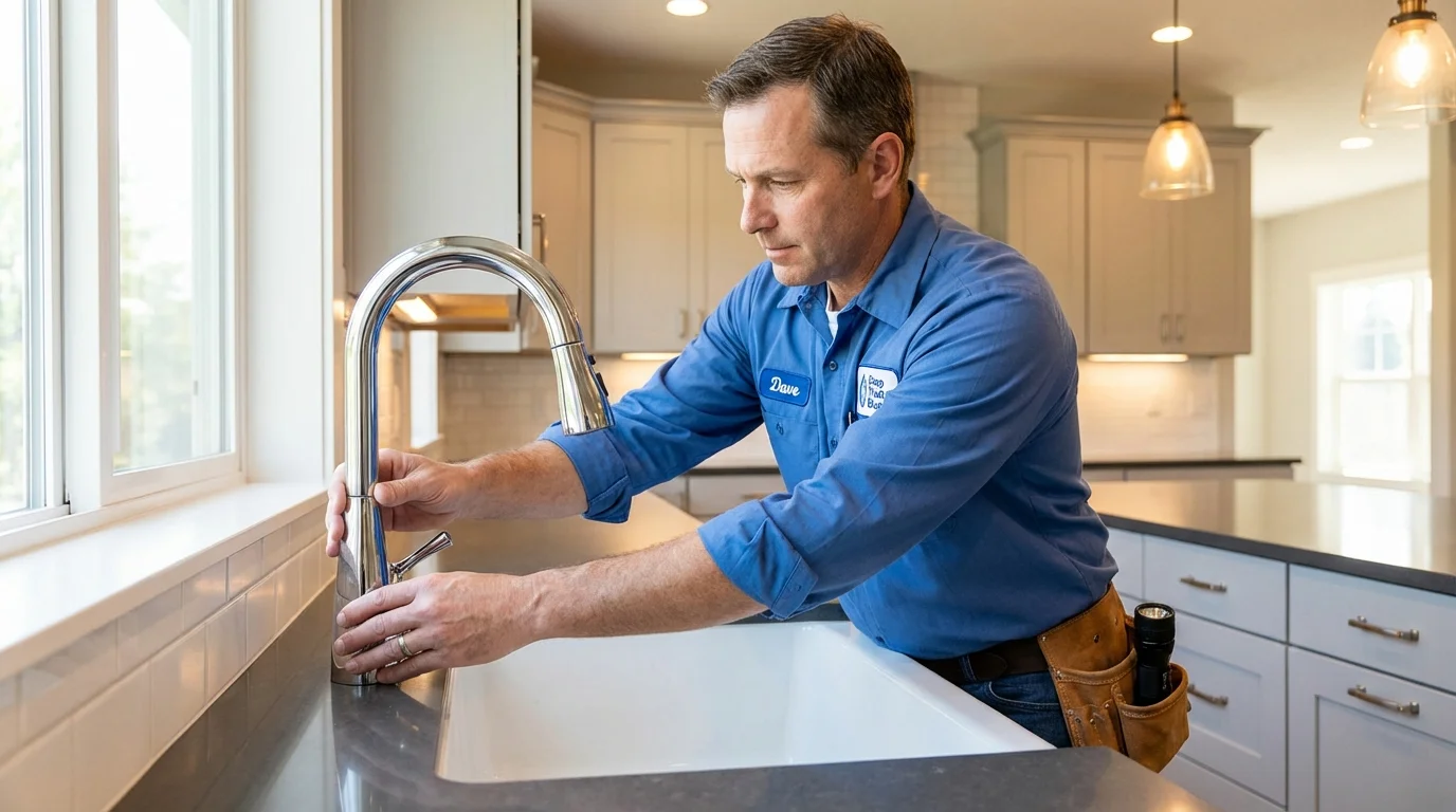 Kitchen faucet installation by Johns Plumbing LLC in Swanzey