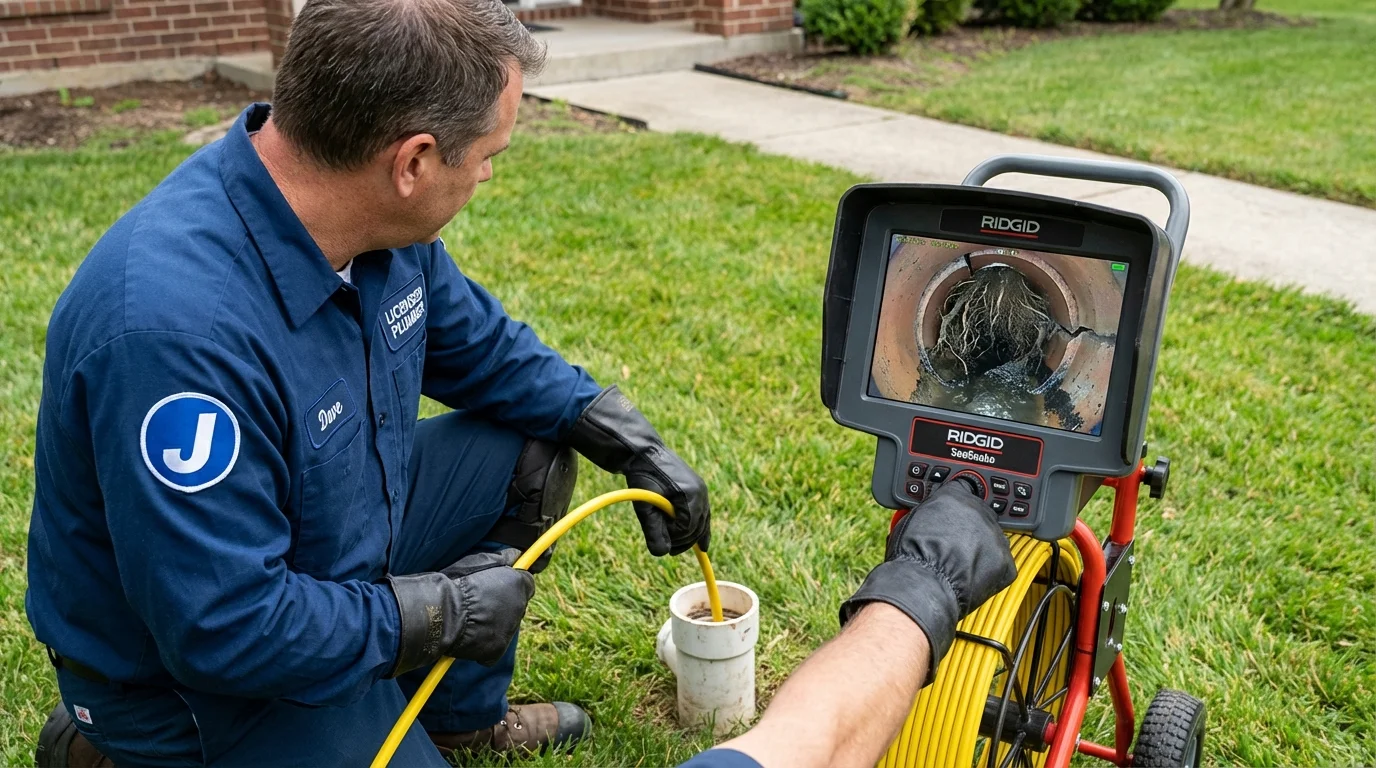 Sewer camera inspection being performed by Johns Plumbing LLC in Swanzey