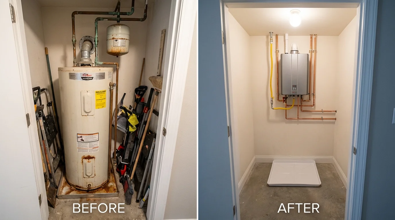 Tank water heater versus wall-mounted tankless unit comparison for Swanzey, NH homeowners